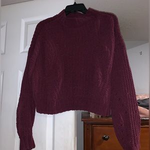 Hollister Purple Open Knit Turtleneck Sweater